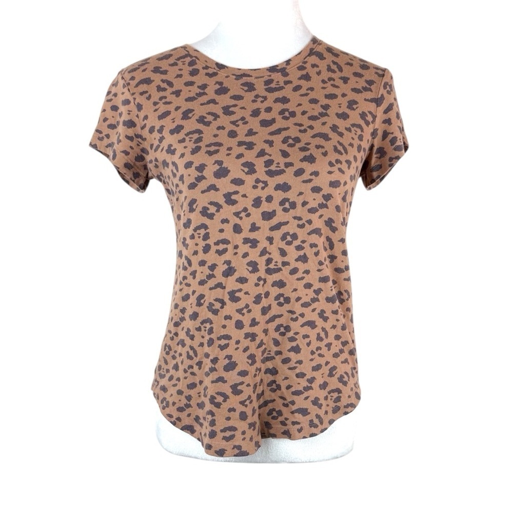 Abercrombie & Fitch Women’s Brown Leopard Print Short Sleeve Tee Size M - Picture 1 of 10